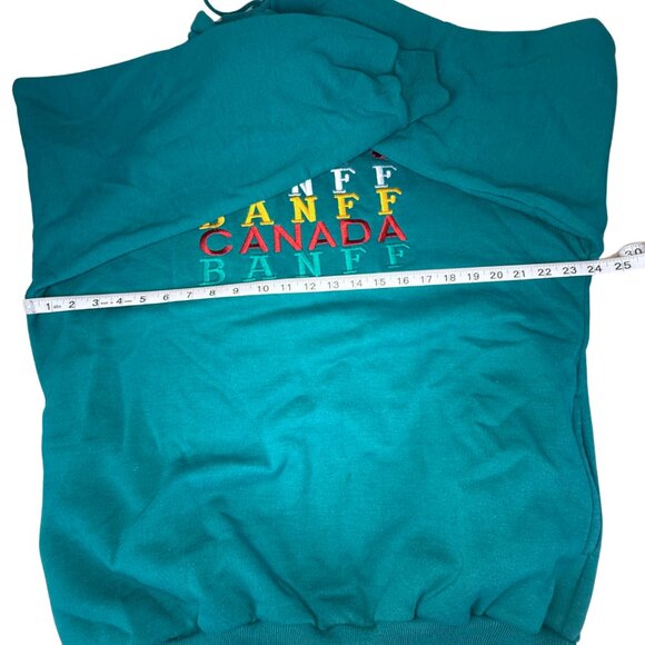 Vintage Banff Canada Sweatshirt Embroidered Ruched Mock Neck Super Shirt Large - Picture 11 of 12